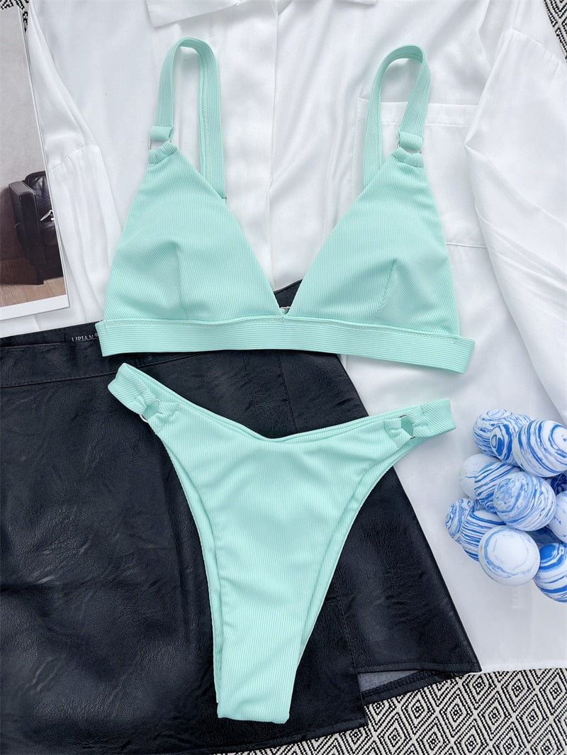 Radiant Aura Ring Halter Bikini Duo