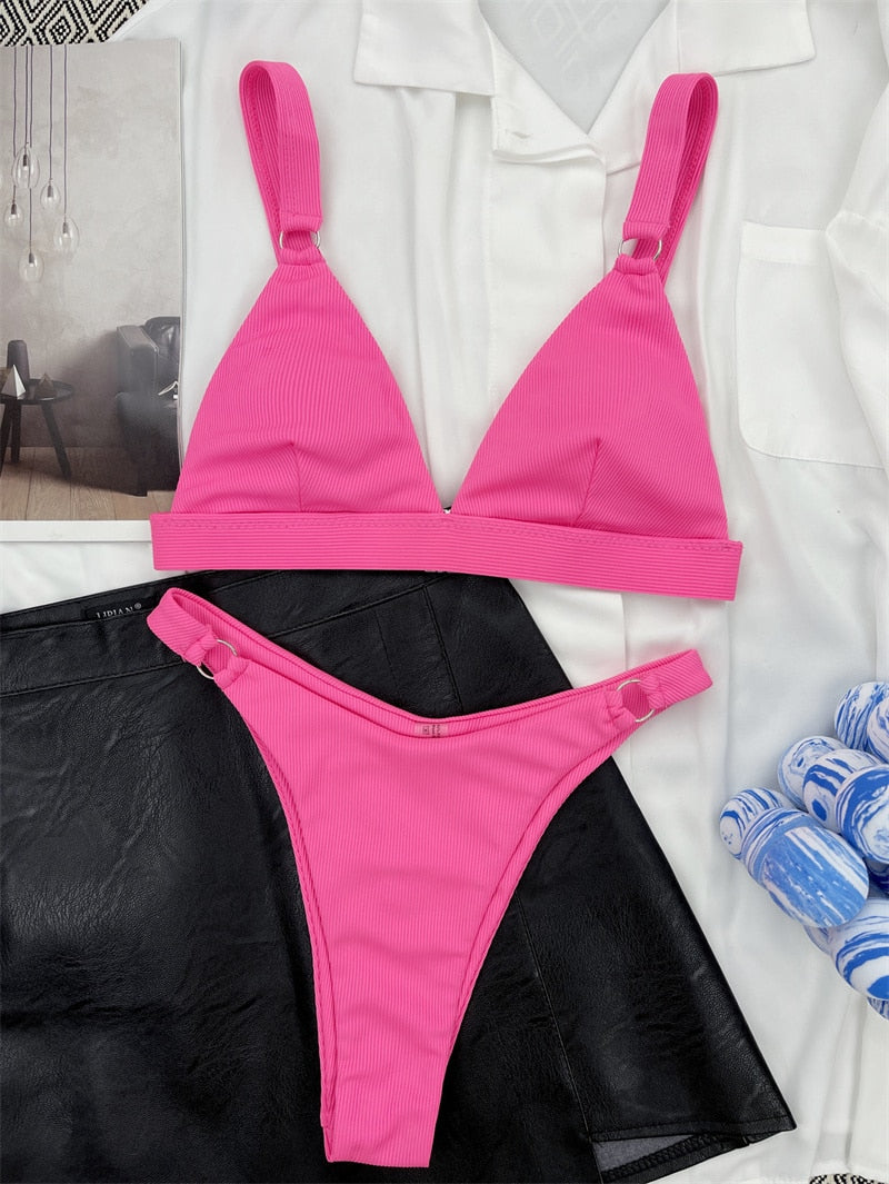 Radiant Aura Ring Halter Bikini Duo