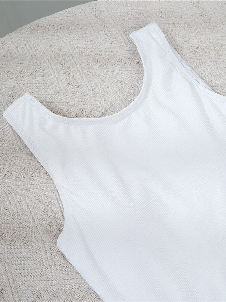 Ribbed Radiance High Neck One-Piece