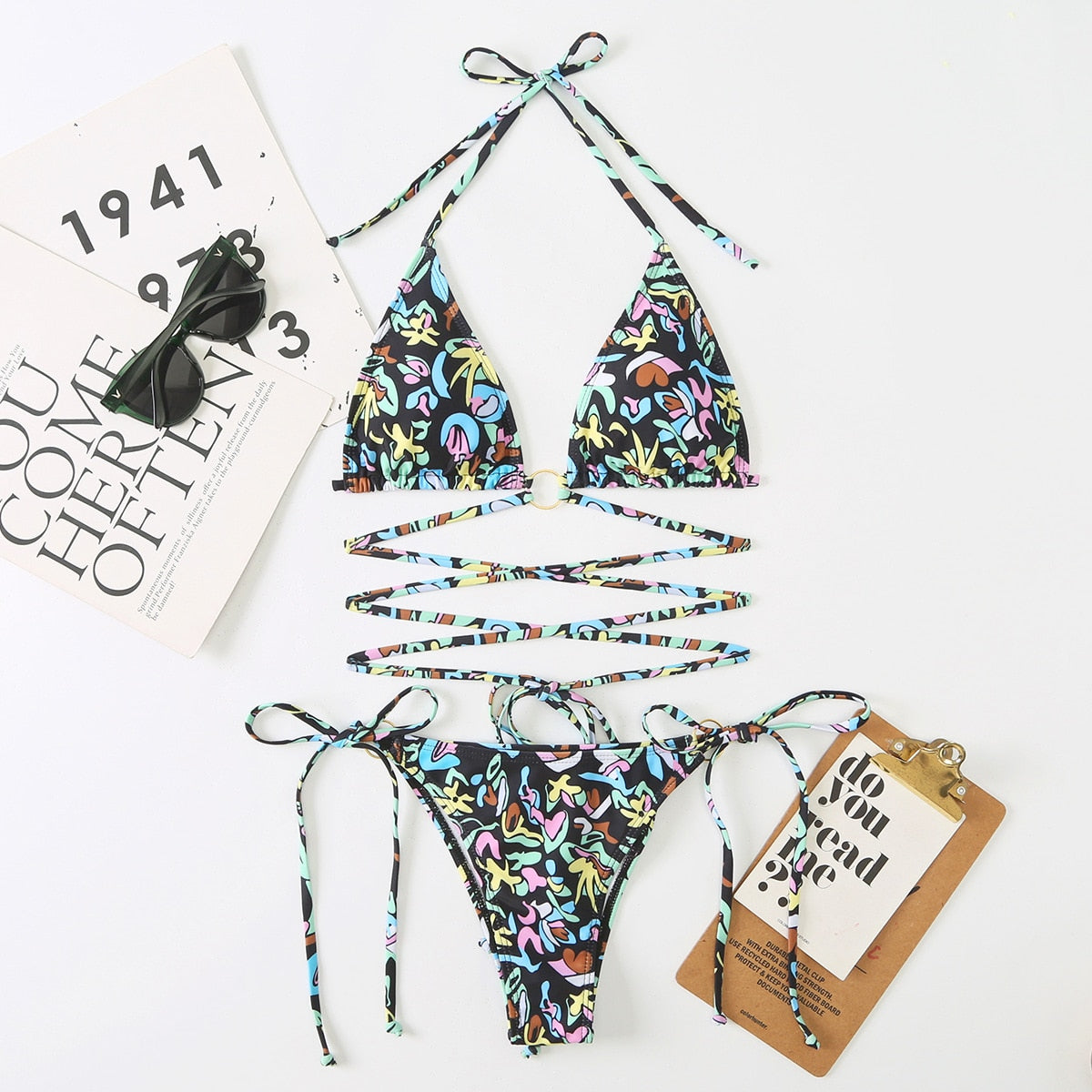 Sultry Cross String Bikini Duo